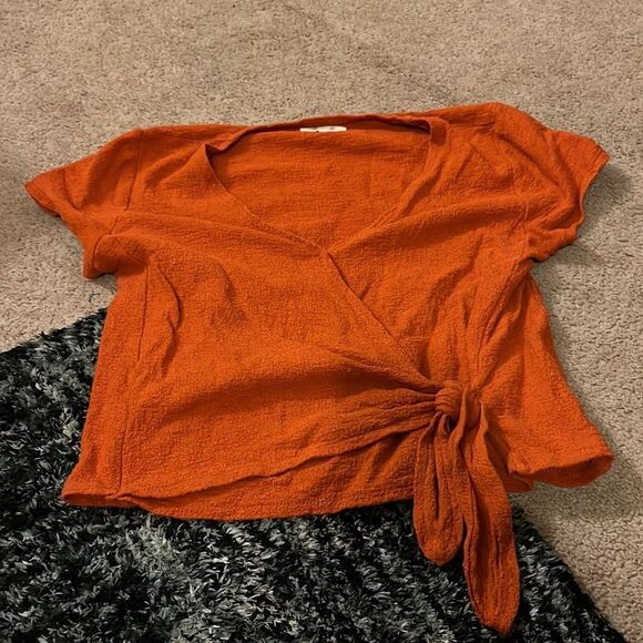 Madewell textured tie front blouse S - Picture 2 of 7